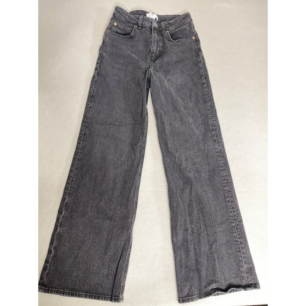 H&M Black High Waisted Wide Leg Jeans 90s